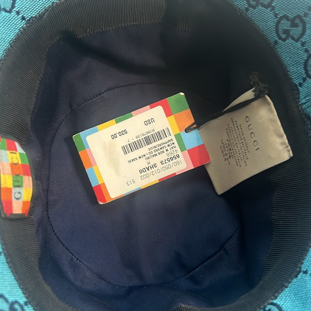 New AUTHENTIC sapphire/blue one size fit all Gucci Bucket Hat. - Picture 2 of 3